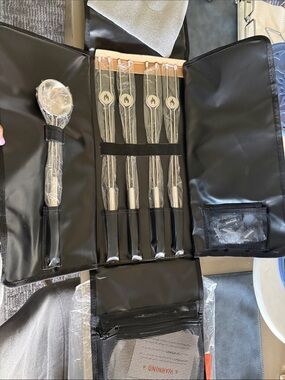 solo Stainless Steel Silver Fondue Fork Set in Black Carry Case